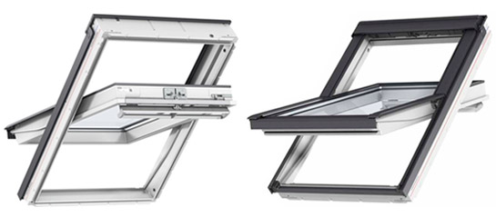 Side-by-side internal and external images of VELUX GGL